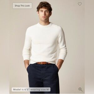 J. Crew Heritage Cotton Crewneck Sweater in Ivory Size L. NWOT